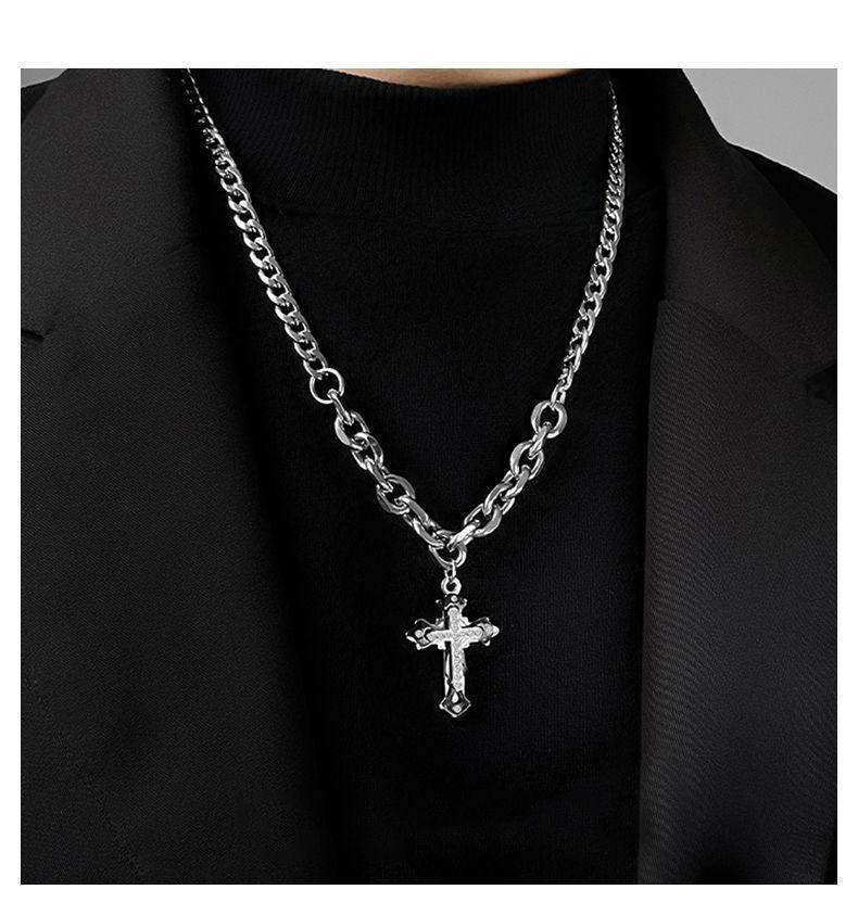 Equator Cross Necklace Men's Tide Hip Hop Premium Tide Brand Versatile Pendant Niche Design Accessories