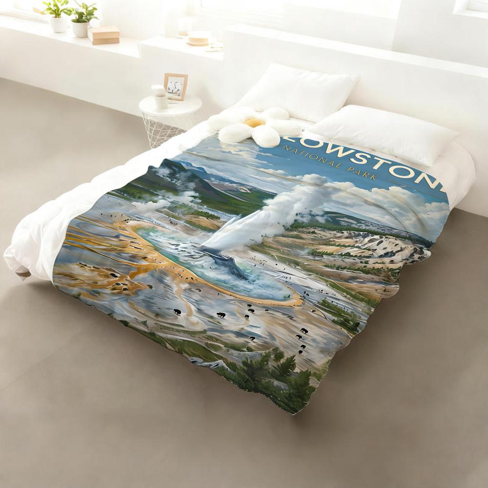 Yellowstone National Park Throw Flannel Throw Blanket: Soft Kid-Friendly Warm Anti-Static All Season Washable Couch Bed Home