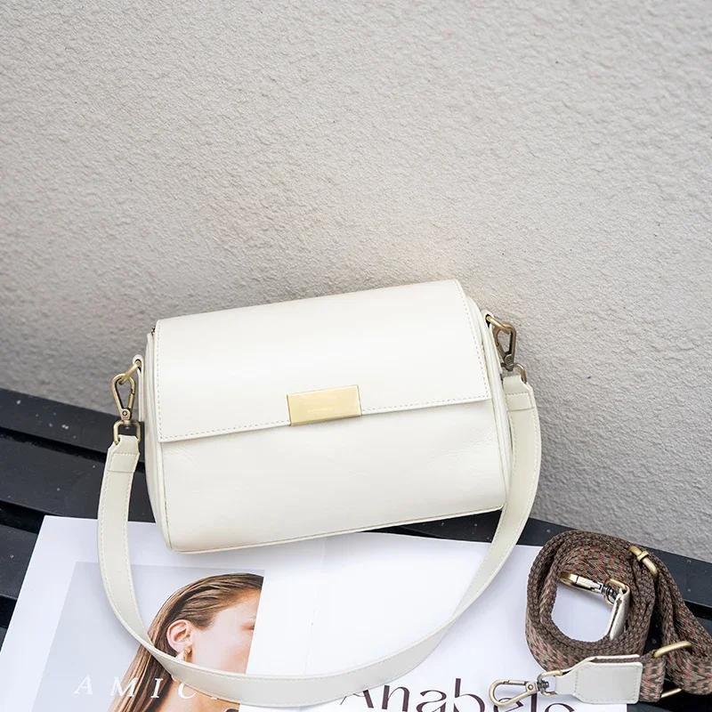 Genuine Cowhide Leather Women's Shoulder Bag Crossbody Bag Retro Versatile Ladies Underarm Fashi Luxury Brand Bag Wholesale