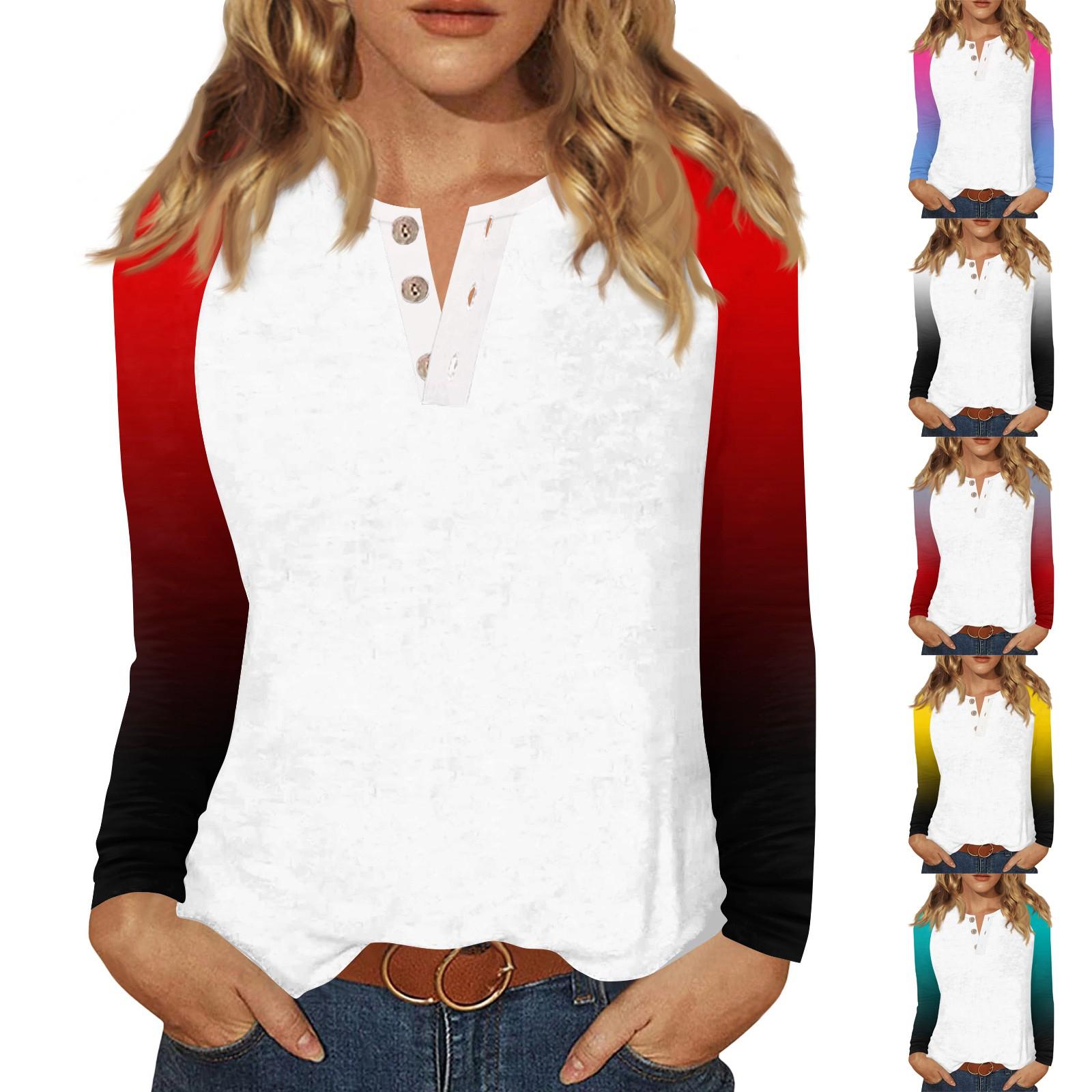 

Жіноча футболка з принтом, на ґудзиках, з довгим рукавом, повсякденна, для вихідних, модна, базова, з V-подібним вирізом, звичайна L чорний