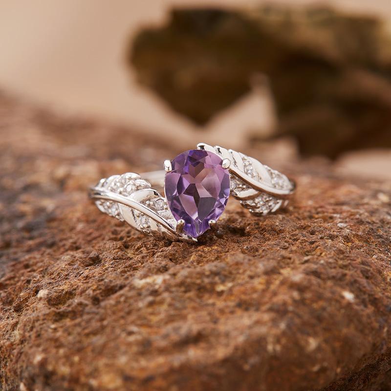 Color Treasure Jewelry Natural Citrine Ring S925 Sterling Silver Topaz Garnet Amethyst Open Ring