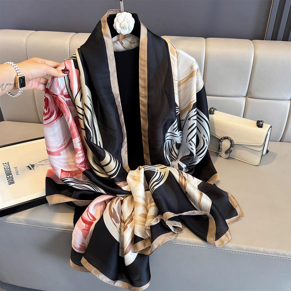 Women 180*90cm Fashion Beautiful Soft Silk Scarves Female Lady Shawl Hijab Wrap Foulard Bandanna Muffler Beach Pareo