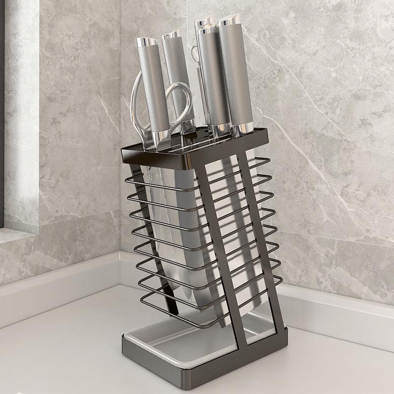 Stainless Steel Kitchen Knife & Utensil Holder with Draining Feature