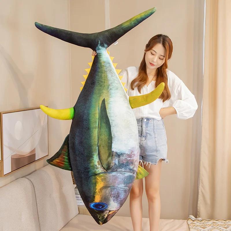 Simulation Giant Simulated Ocean Tuna Plush Toy Filled with Soft  Vivid Plush Pillow Fish Toy Creative Gift Decoration Gift