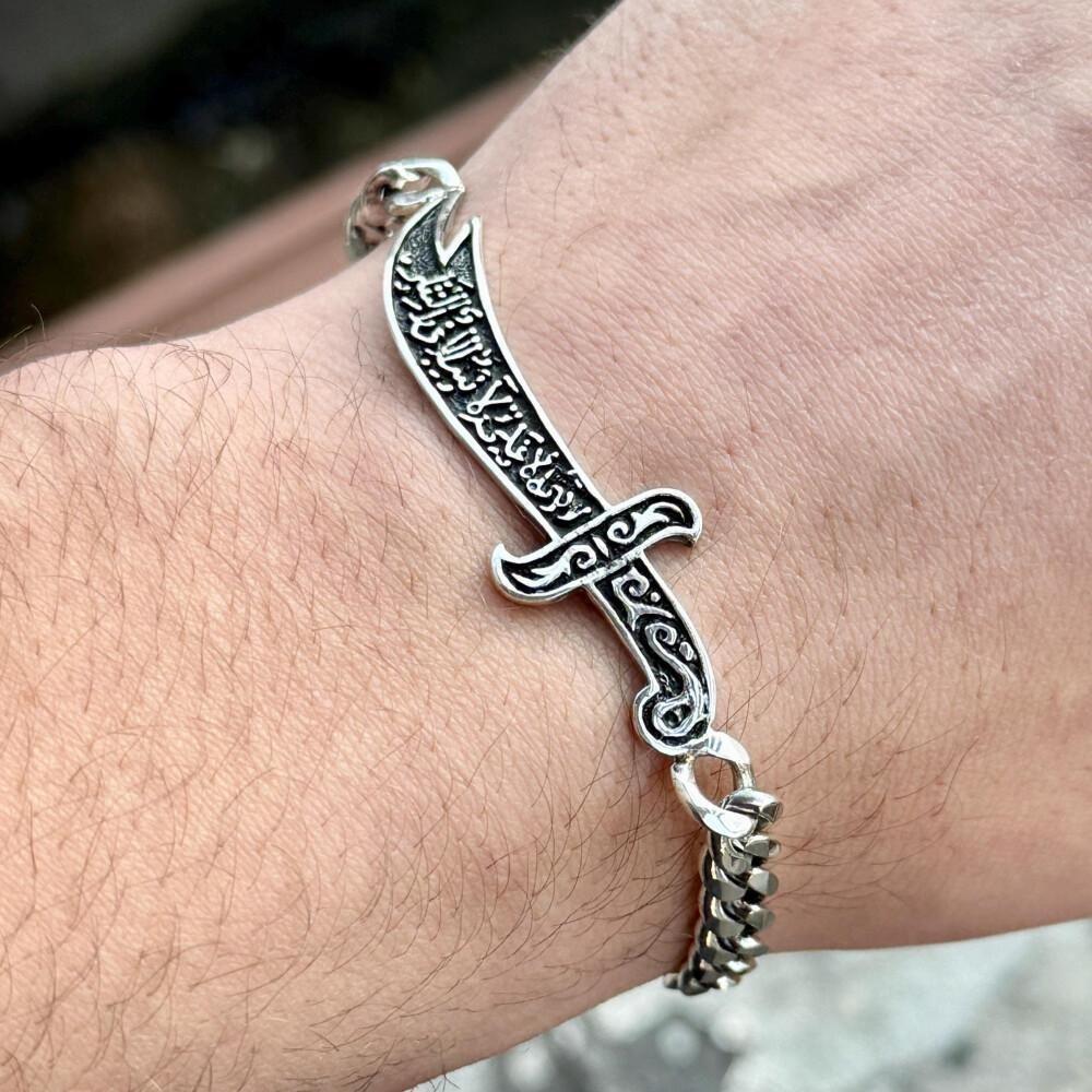 My Fine Jewelry Women's Vintage Stainless Steel Zulfiqar Sword Bracelet Bracelet, Hip Hop Punk Fashion Islamic Amulet Bracelet,Retro Men's