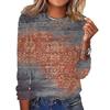 Rundhals 3D Blume Streifen Geometrische Muster Bedrucktes Oberteil Modische Lässige Langarm Damen T-Shirts