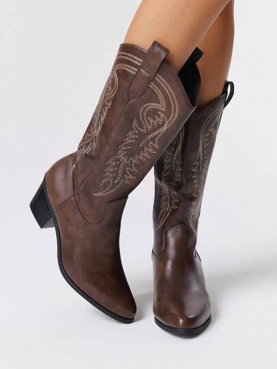 Large Size Cowboy Knight Boots High Boots High Heel Boots White Western Boots Women