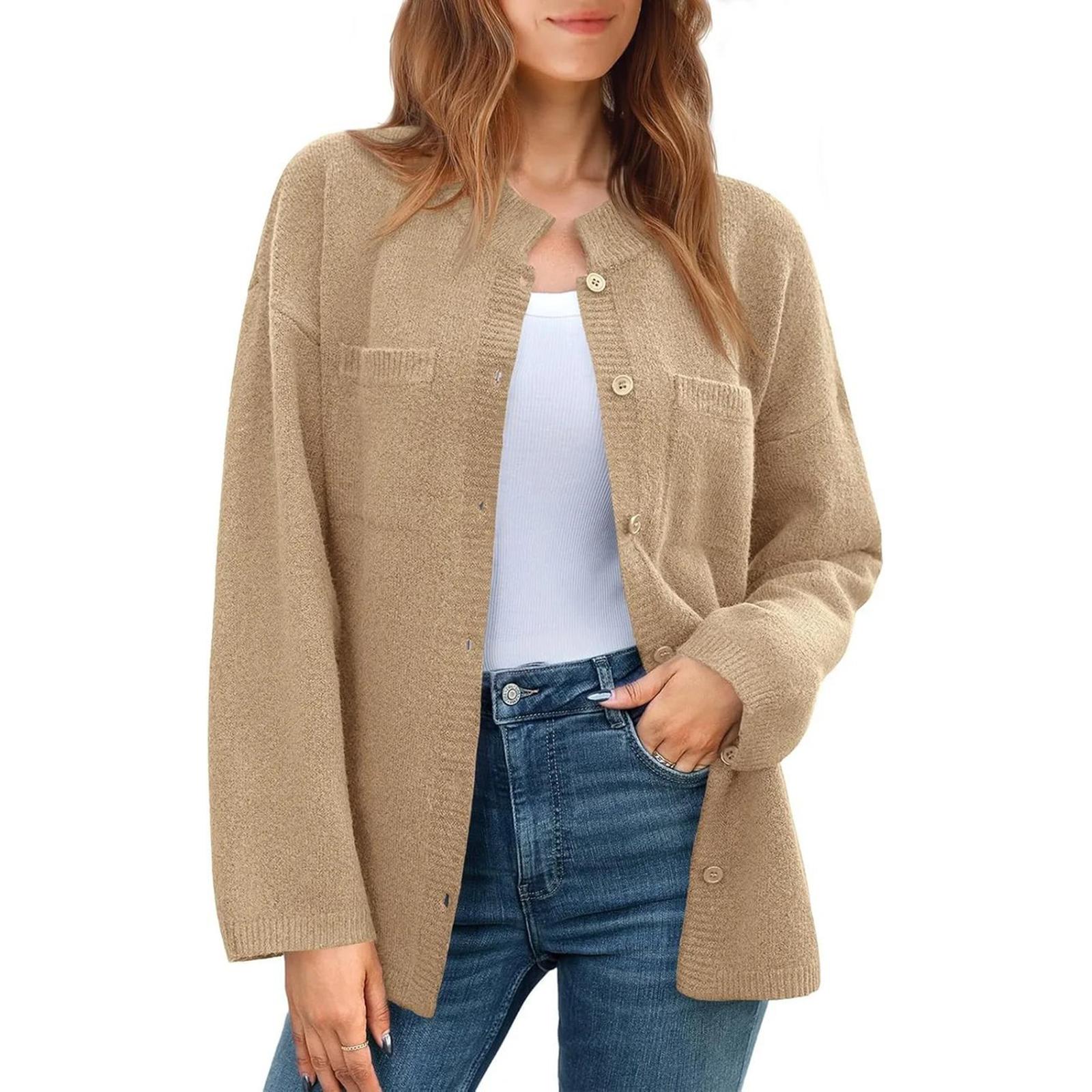 

Женское модное пальто оверсайз однотонное на флисовой подкладке с длинным рукавом L