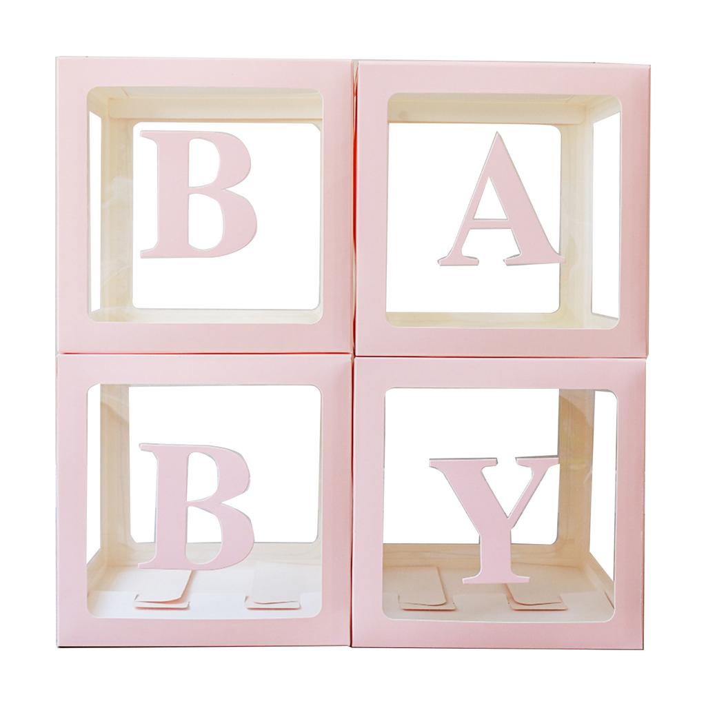 Baby Boxes with Letters 4pcs Love Boxes for Gender Reveal Birthday Wedding Baby Shower Decorations Kid Boys Girls Gift