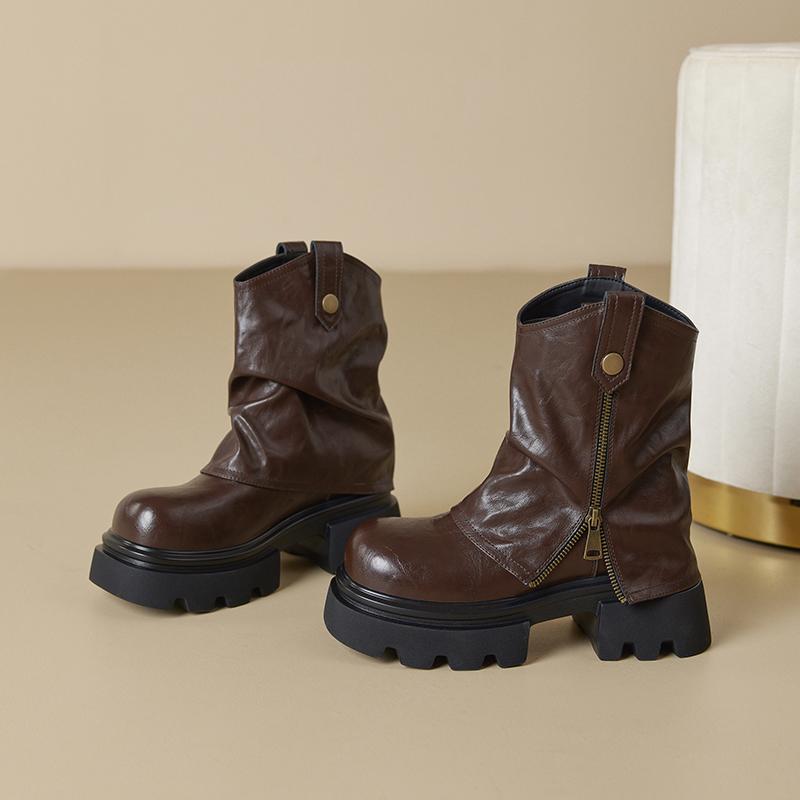 Fashion 2025 Women's Trouser Boots Thick-soled Square-toe Women Ankle Boots and Short Boots Large-size Fashion Motorcycle Boots female