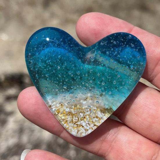 Glass Beach Pocket Heart Sea Inspired Heart Ornament Fused Glass Heart Pocket Token Keepsake Pocket Hug Heart Gift for Loved Ones
