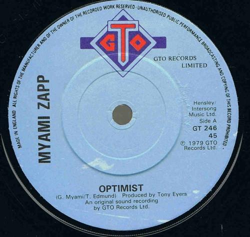 

7inch Record MYAMI ZAPP - Optimist GT246 GTO 1979 UK Soul/Funk Used