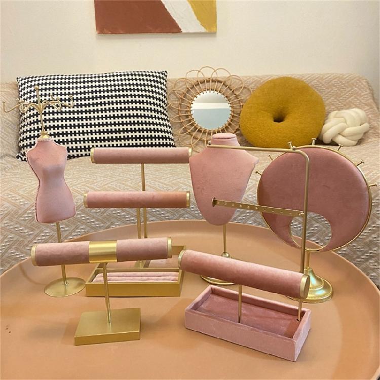 Fashionable Jewelry Exhibit Stand Versatile Jewelry Display Stand Iron Plush Shelves for Bedroom Shop Countertop