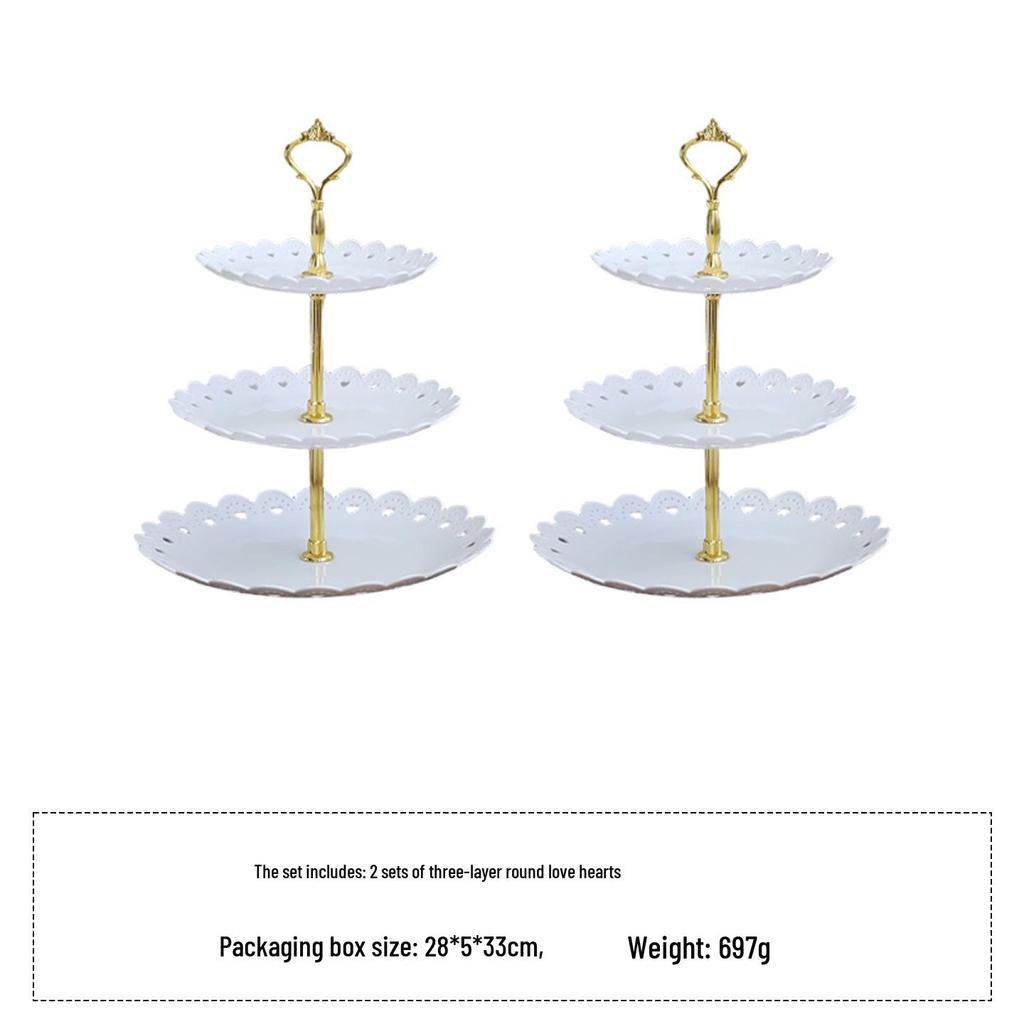 European Three-Tier Dessert Stand: Elegant Fruit Plate and Cake Display for Afternoon Tea
