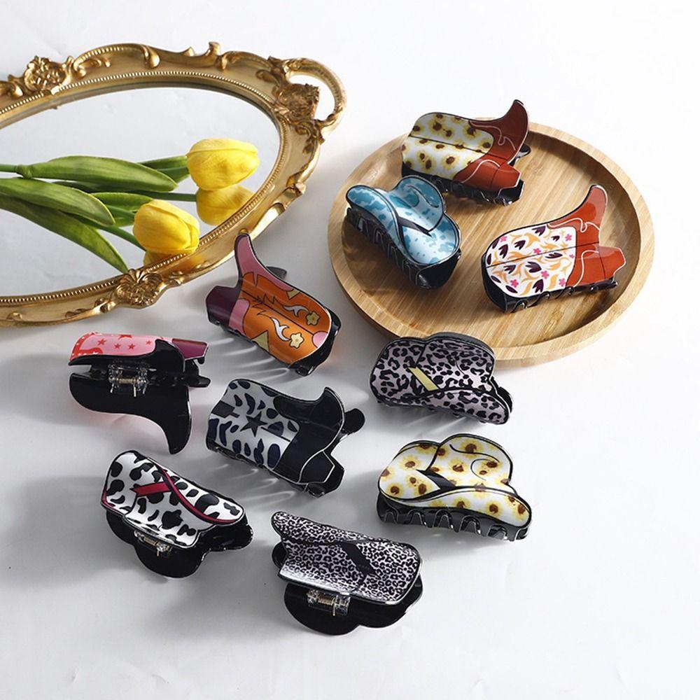 

Shape Flower Star Hair Claw Female Hair Accessories Cowboy Hat Grab Clip Korean Style Headwear I