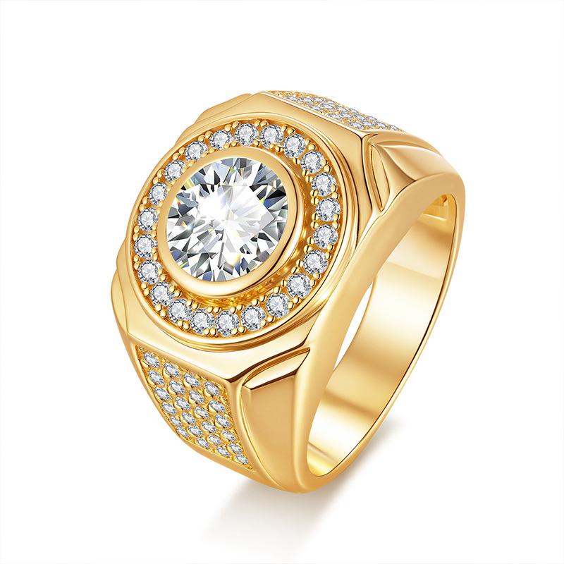 Moissanite 2CT Halo Men s Signet Ring S925 Silver 18K Gold/White Gold Plated Anti-fade Luxury Daily Wear GRA Certified Comfort 8