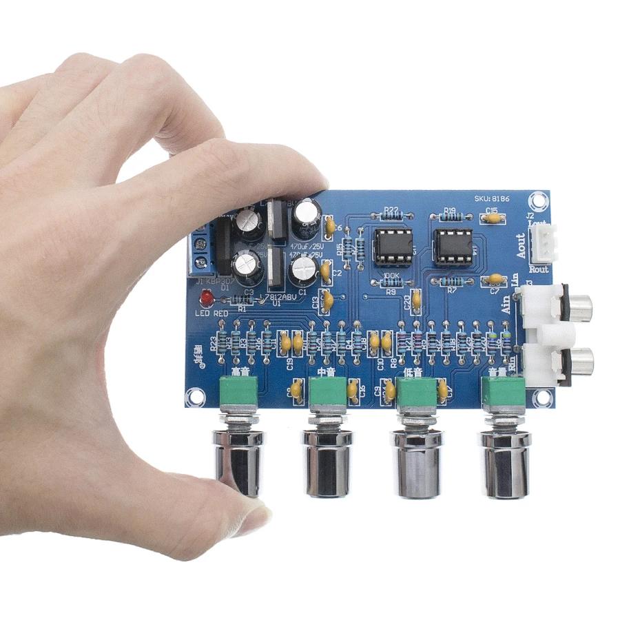 XH-M164 NE5532 Stereo Pre-amp Preamplifier Tone Board 4 Channels Audio Amplifier Module 4CH Adjust high, middle, and low tones