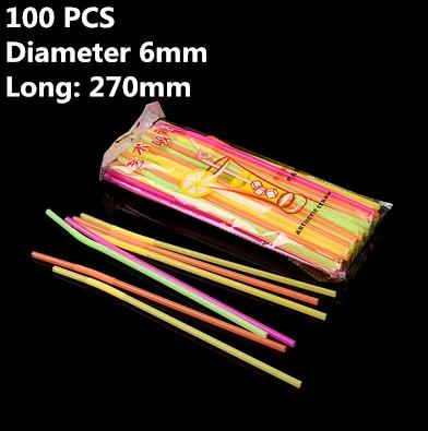 100pc/lot 1.2 cm big Disposable bubble tea straw milk tea milk juice plastic transparent 19/23cm Tea Fruit Drink Straws