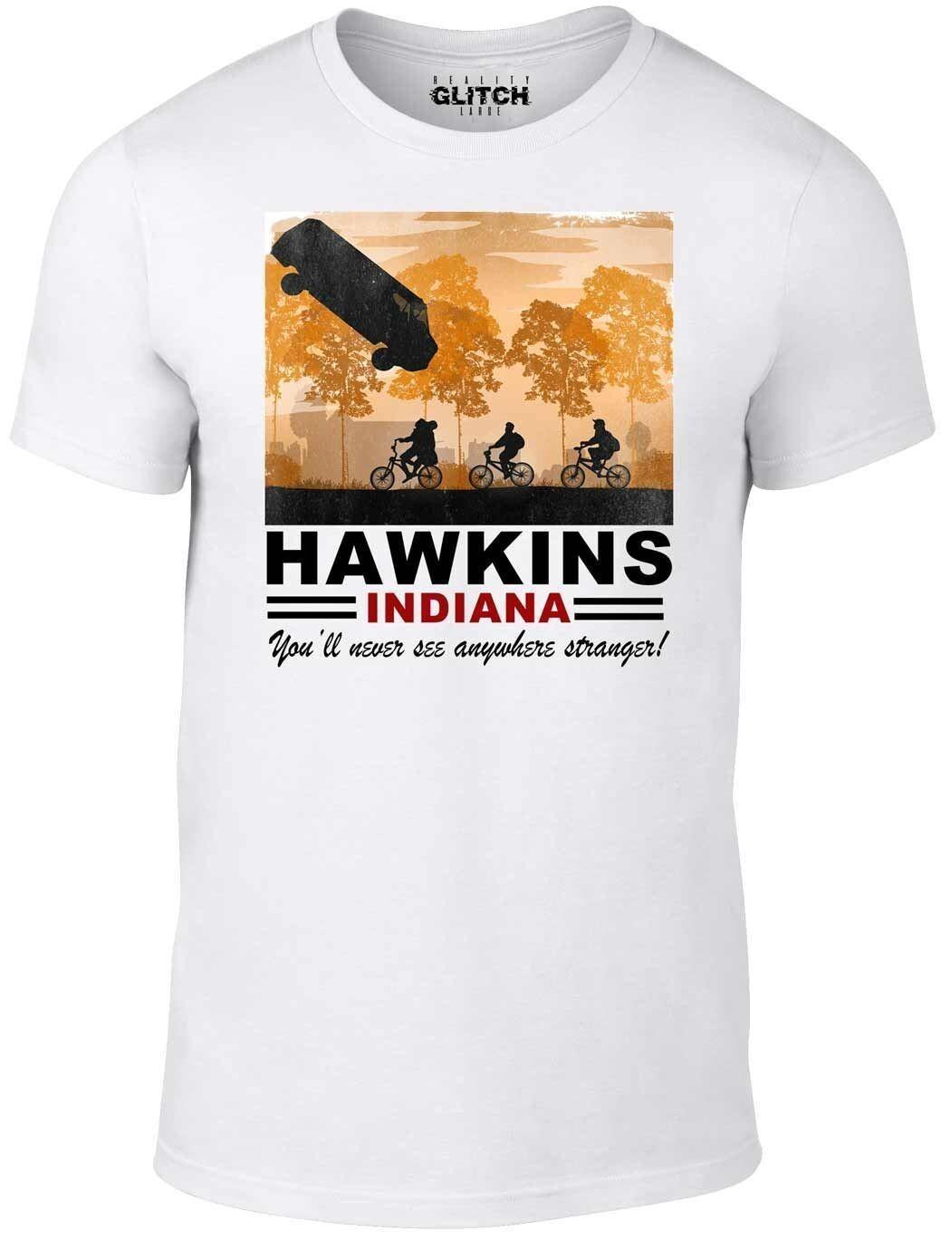 Hawkins Indiana T-Shirt Mens Womens Tees Top – Retro 80s Sci-Fi Horror Inspired Tee, Upside Down Desi L