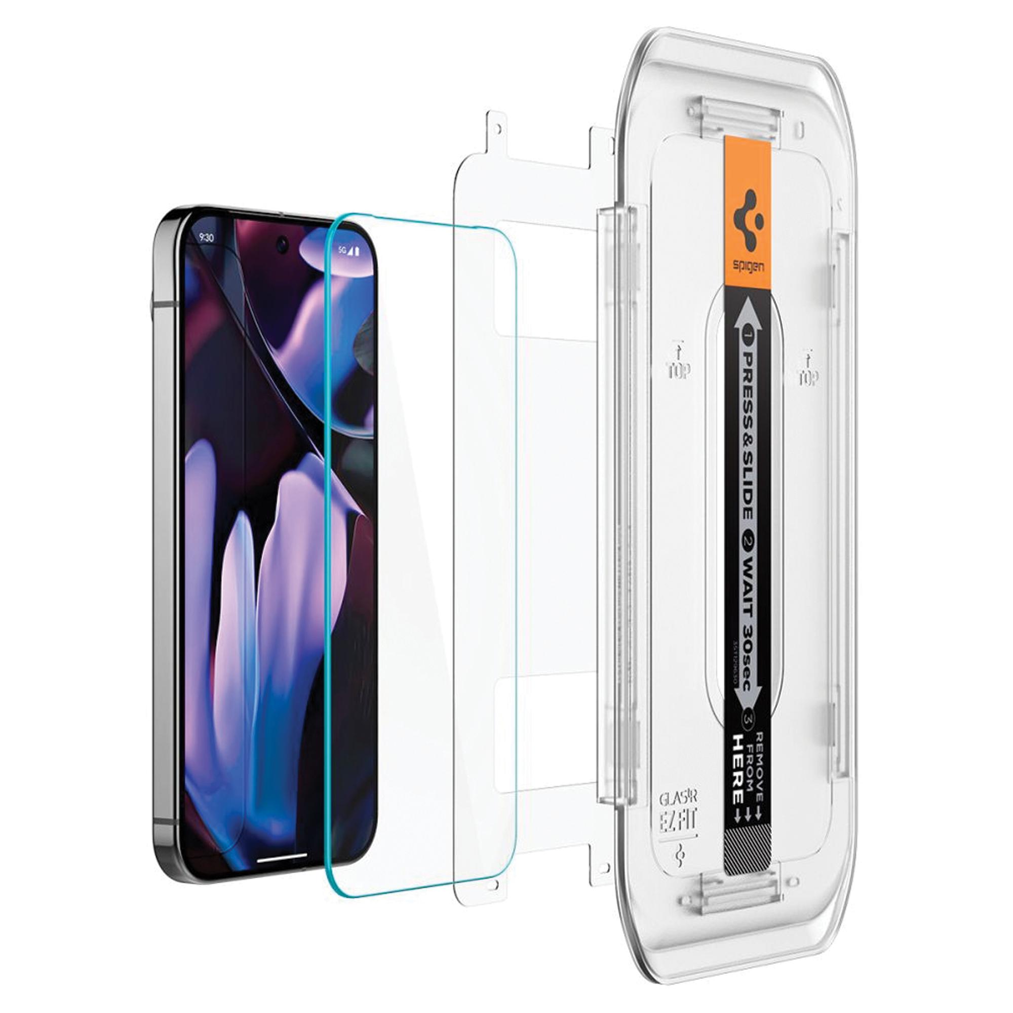 Lot de 2 films de protection en verre trempé Spigen Glas.Tr « Ez Fit » pour Google Pixel 9 / 9 Pro Transparent