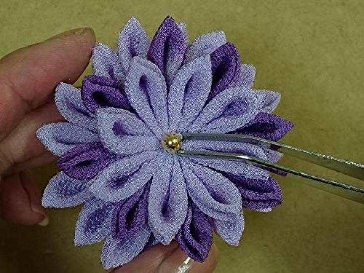 Tsumami Zaiku Chrysanthemum Hairpin Wisteria Color Chirimen Craft Kit Hand-ball -