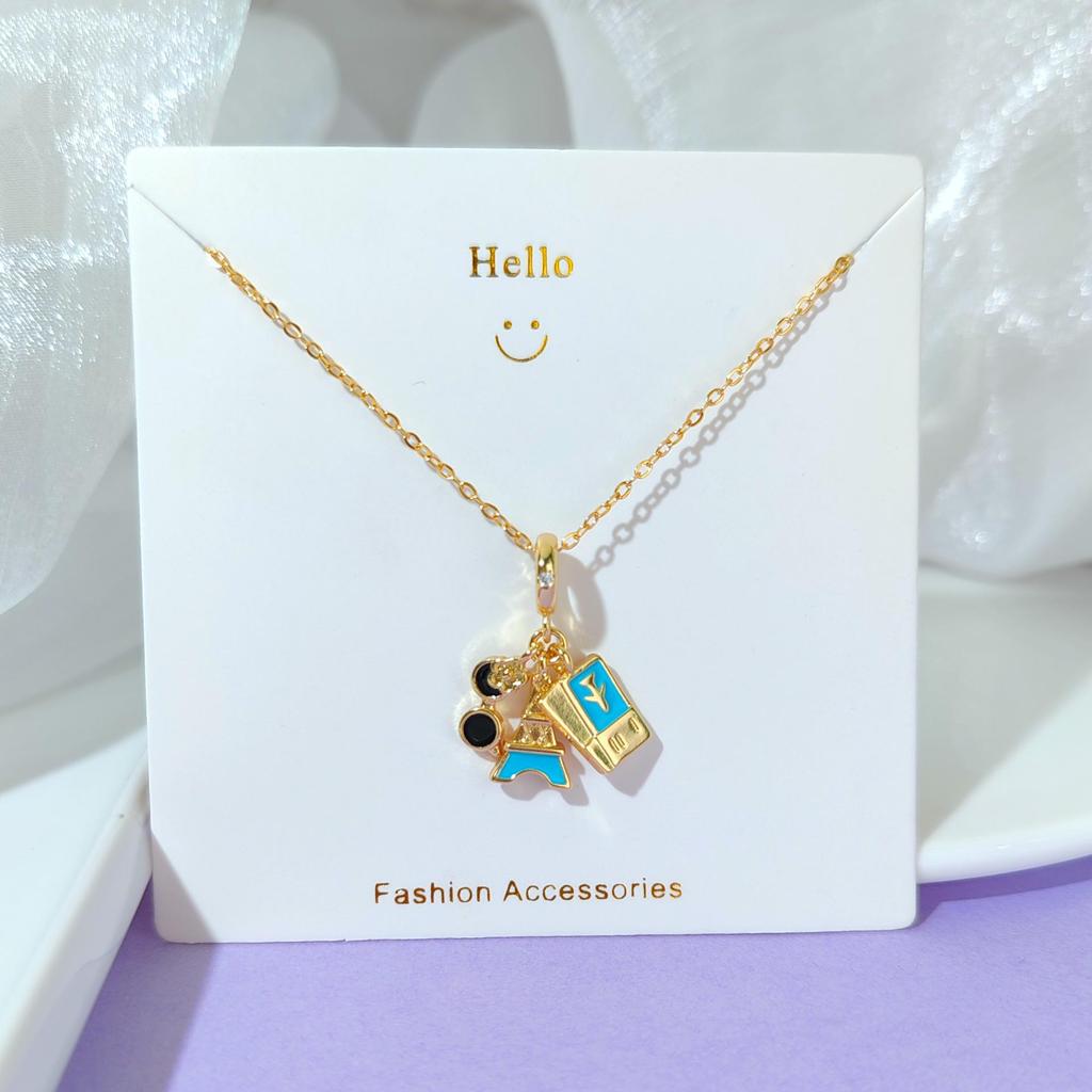 18k vergoldete Zirkonium- und Titanstahl-Anhänger-Halskette - Damen Qixi Valentinstag Geschenk