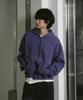 Travel Logo Applique Pigment Zip-Up Hoodie Blue Shadow