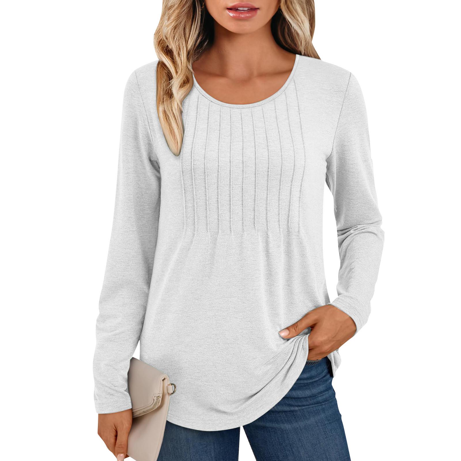 

Женские топы с длинным рукавом, модные повседневные плиссированные рубашки с замком S белый