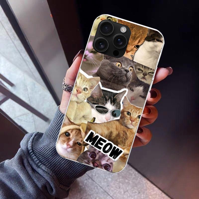 Crying Cat Memes Telefoonhoesje Voor iPhone 17 Air 16 15 Pro Max 14 Plus 13 Mini 12 11 Cover 7 8 SE Siliconen Hoesje Print Fundas 17 Ai