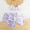 Costumi da Bagno per Ragazze 3 Pezzi Bikini Floreale Tropicale a Incrocio Costumi da Bagno per Ragazze con Gonna Copricostume 7 16T