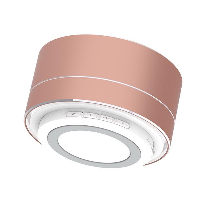 Reflective LED Light Metal Round Shape Bluetooth Speaker A10 Pink