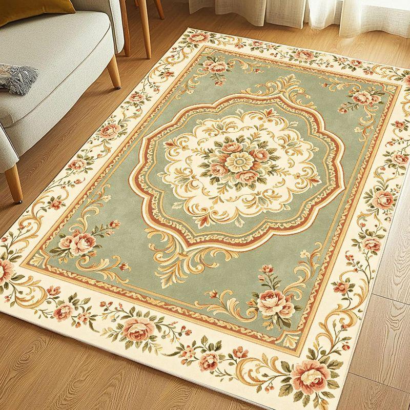 Retro French Countryside Area Rug Waterproof Non Slip Floor Carpet for Living Room Bedroom Study Home Decor