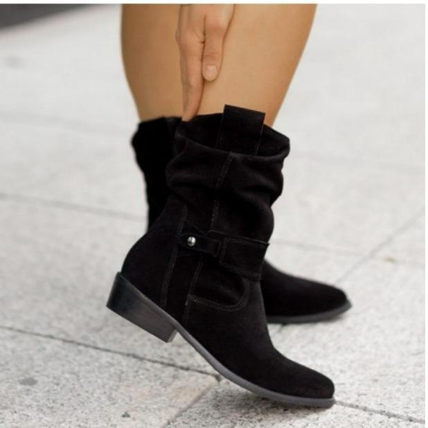 OTS Low-heeled Women's Boots Low Suede Autumn and Winter Low Tube Heel 40bo43
