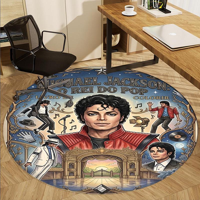 Covor rotund cu model Michael Jackson, Covoraș de interior/exterior, pentru picnic, sală de jocuri, dormitor, birou, sufragerie, Covor pentru decorarea casei, Cadou de ziua de naștere