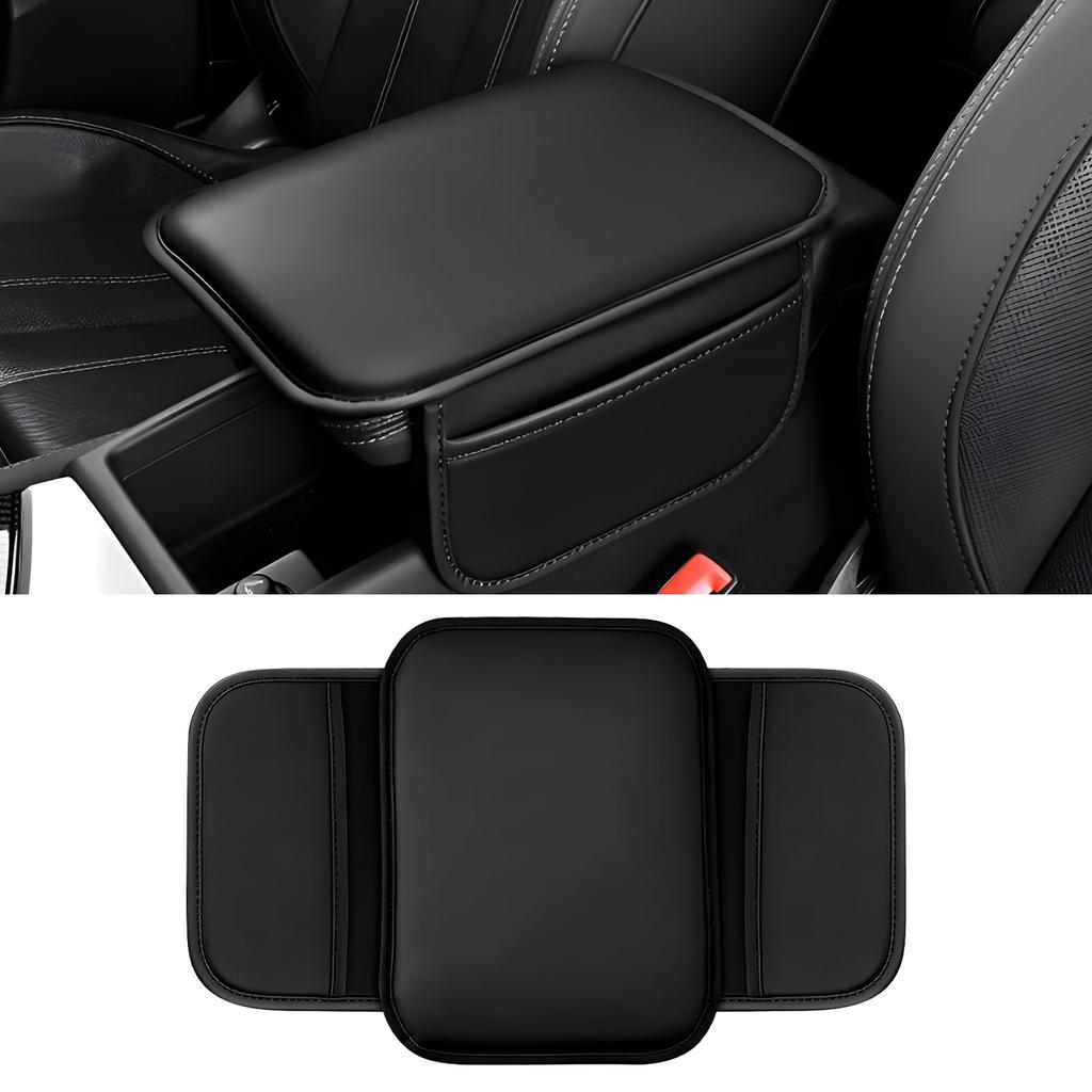 Center Console Cover with Storage Bag Leather Comfort Armrest Cover for Car Decorations Armrest Cushion Auto Arm Rest Cover Pad