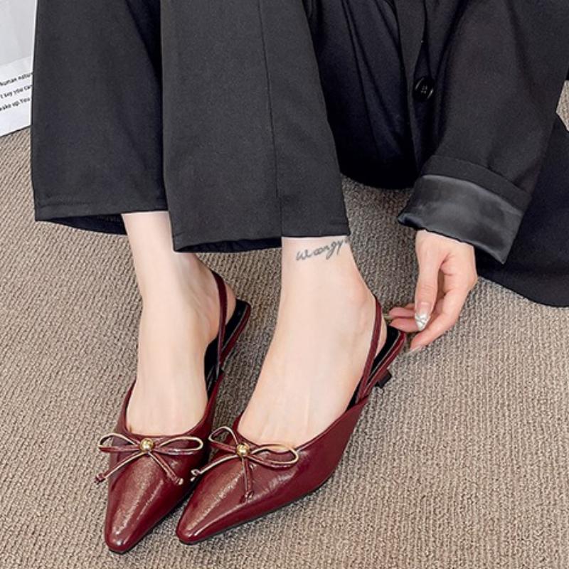 Fashion Women Pointed Toe Heeled Sandals Bow Sexy Slippers Slingback Summer Shoes Party 2025 Trend New Fashion Dress Woman Shoes Zapatos
