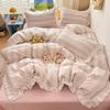 2026 Princess Style Cotton Lace Student Bedding Set - 4 Pieces