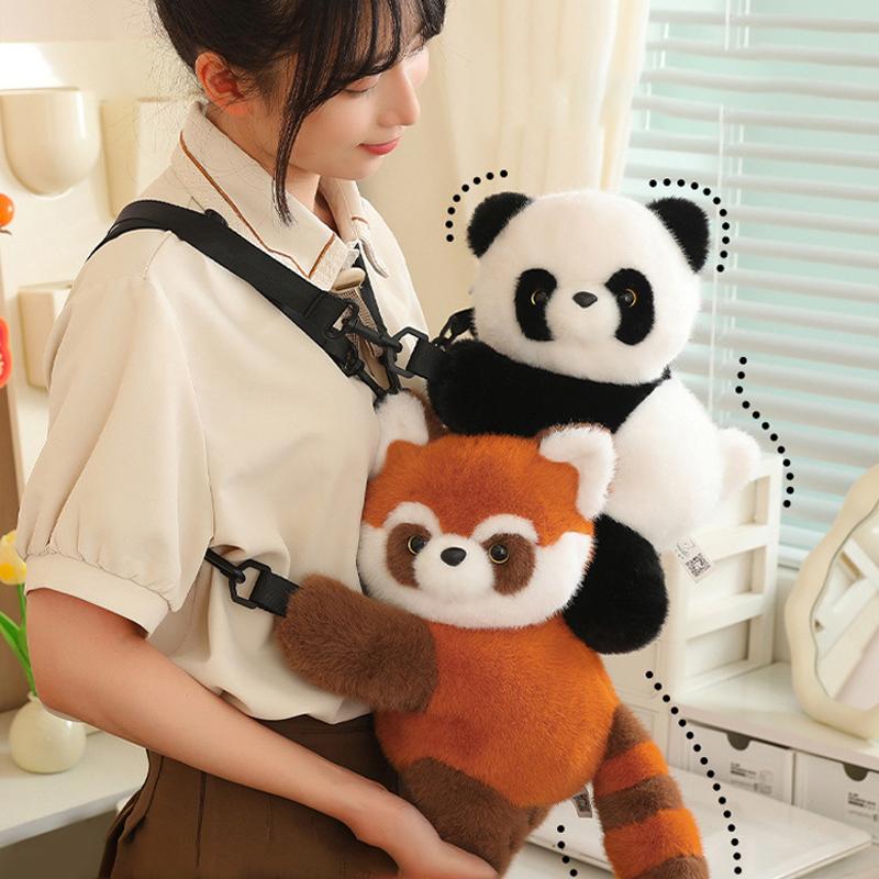 Bjørn Panda Ryggsekker Søte Tegneseriedyr Skuldervesker Utstoppet Rød Panda Telefonvesker Barneskolesekker Jenter Bursdagsgave