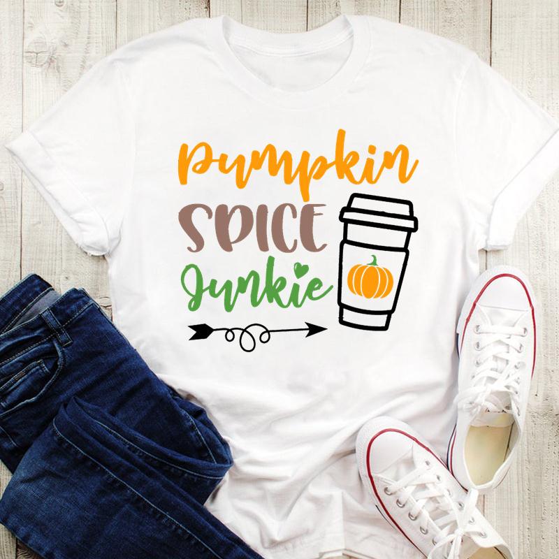 Damesebluse Grafisk trykk Gresskarstil Kaffe Krydder T-skjorter Høst Høst Halloween Oversized T-skjorte Dame 90-talls Tegneserie Topper