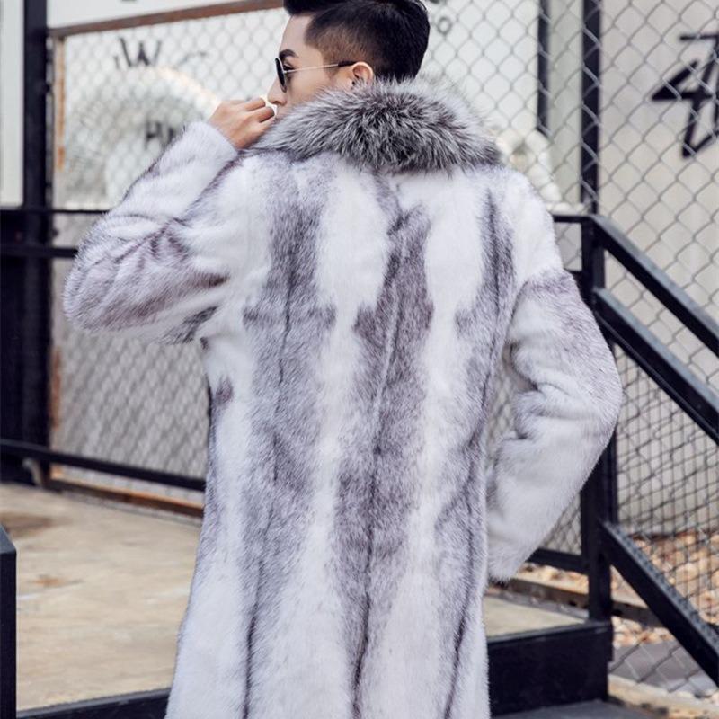 Men's New Loose Fashion All-match Faux Fur Long Coat