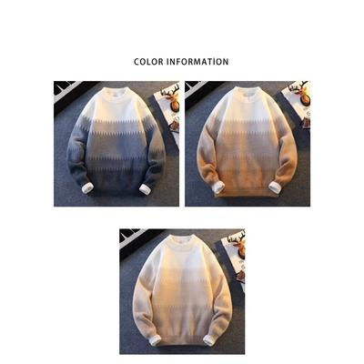 Hot Sale Men Color Block Knit Sweater Fashion Casual Crew Neck Pullover