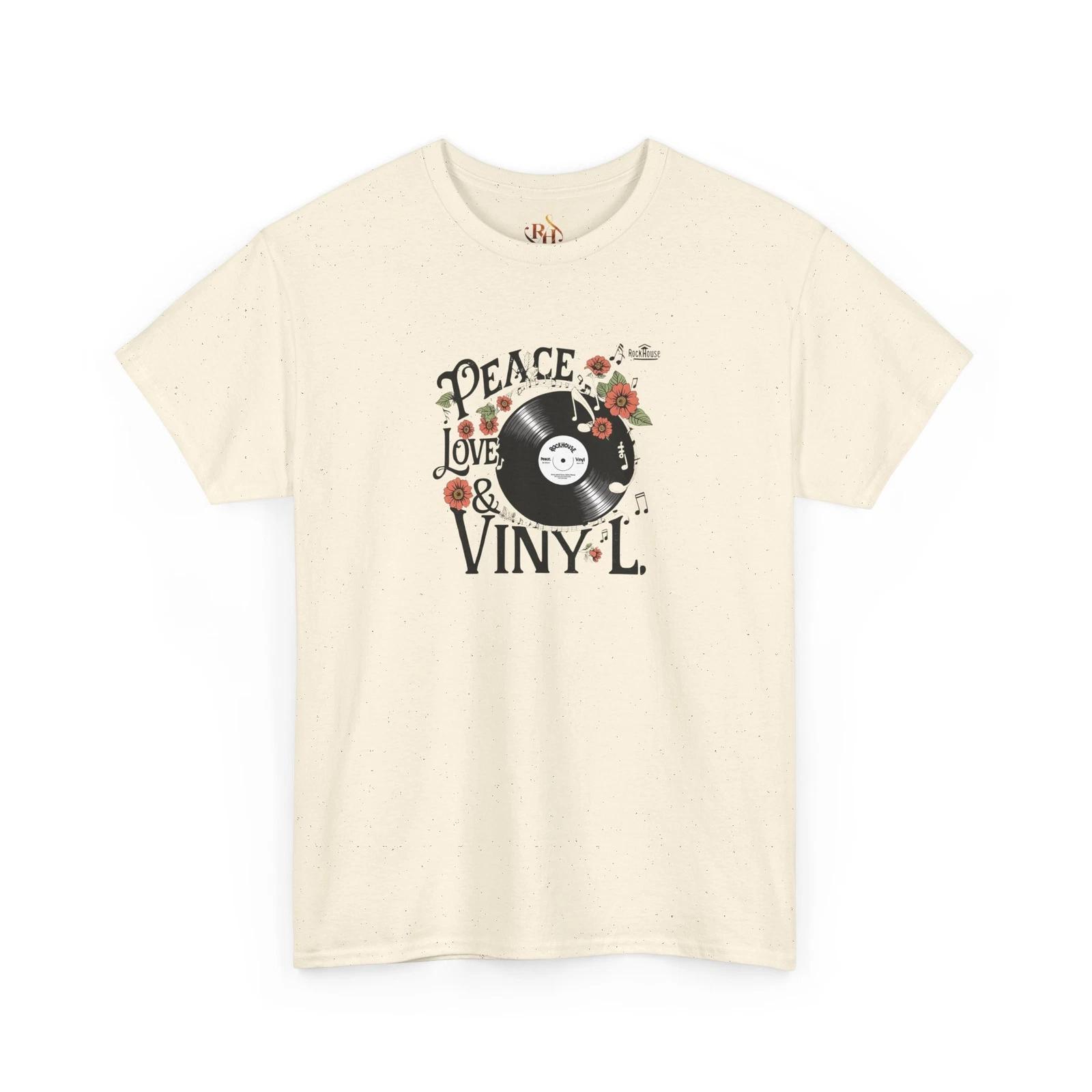 Peace Love & Vinyl Unisex Hippie Cotton Tee, Retro T-Shirt, Music Lover Gift, 3XL