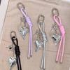 Handwoven Leather Heart Keychain Alloy Accent Hanging Decoration Jewellery Accessory for Keys Bags Gift Giving
