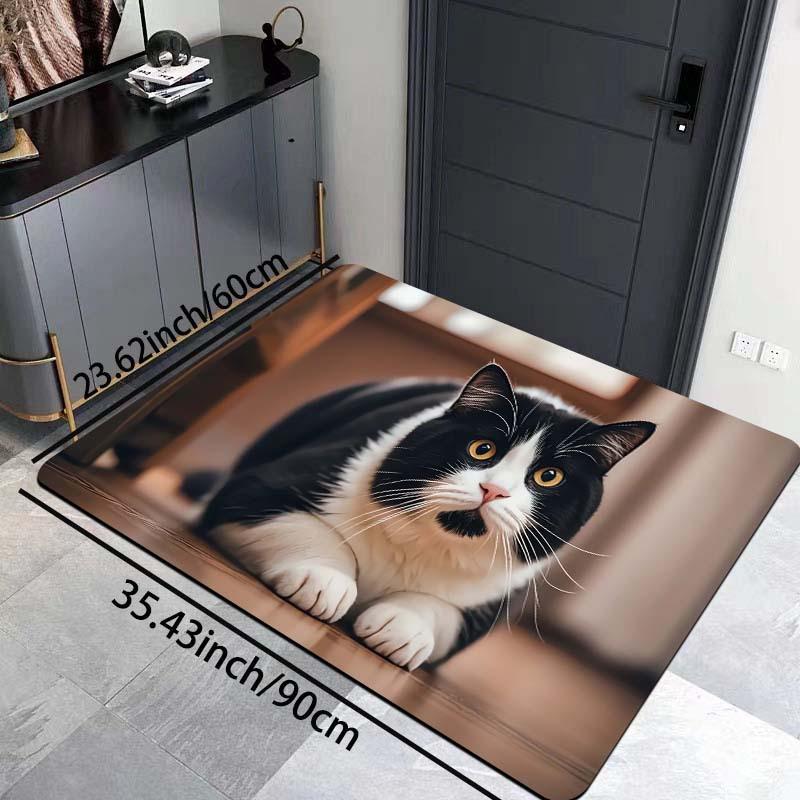 1 Pezzo Tappeti da Cucina Antifatica, Stampa Gatto Bianco Nero Impermeabile Antiscivolo Spesso Ammortizzato Tappetino da Cucina Resistente Tappetino Comfort per Stare in Piedi per Cucina