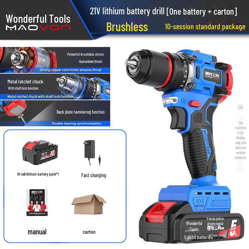 Miaoyou Mașină de găurit cu percuție fără perii reîncărcabilă cu baterie litiu de capacitate mare - Șurubelniță electrică fără fir multifuncțională