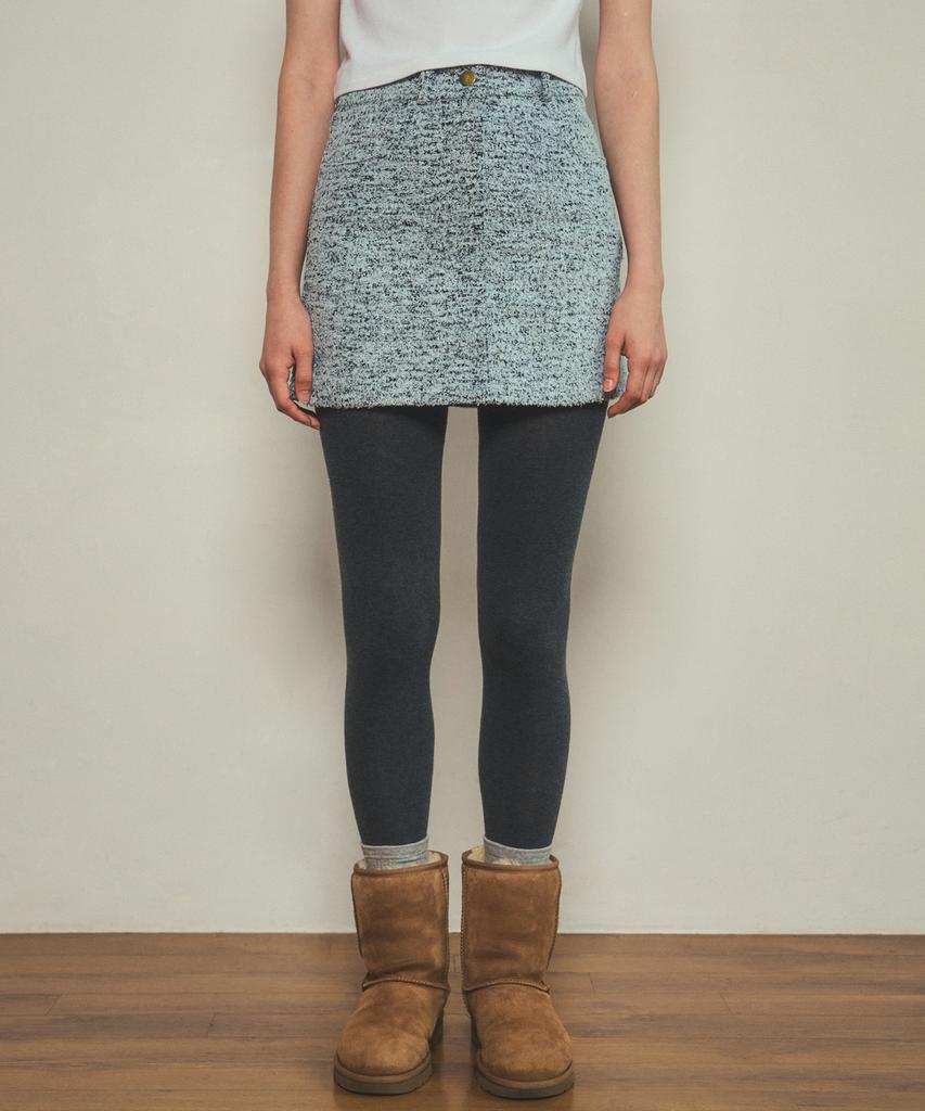 Aueonoseuteljia Fur Denim Short Skirt_Ice Blue