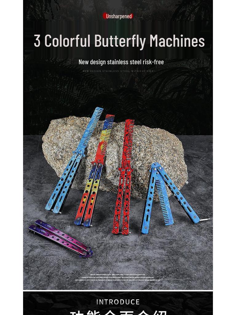 3D Folding Unsharpened Butterfly Practice Comb for Outdoor Training