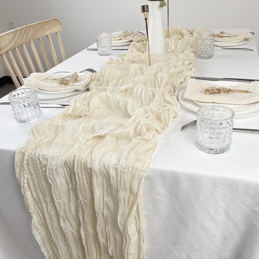 Semi-Sheer Gauze Table Runner, Cheesecloth, Wedding Table Path, Tulle Layout, Event Designing Kitchen Dining Decor
