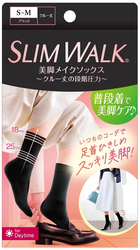 Slim Walk Beautiful Legs Crew Compression Socks, Length, SM, Black,