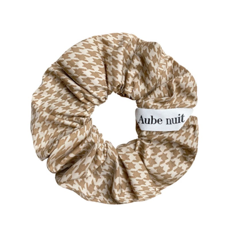 

Aube nuit houndstooth check fall-in-beige hair scrunchie M M